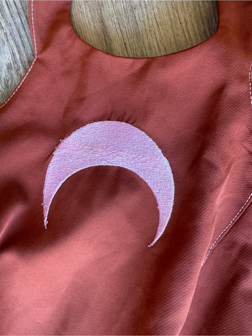 Rust Halter Maxi Pant Jumpsuit with Pink Crescent Detail - Picture 6 of 10